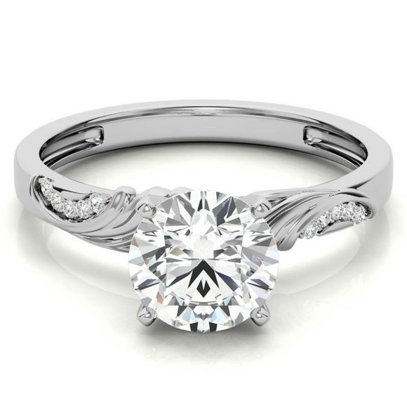 2.0Carat -8.0mm Round Moissanite Floral Accent Engagement Ring - Picture 5 of 16